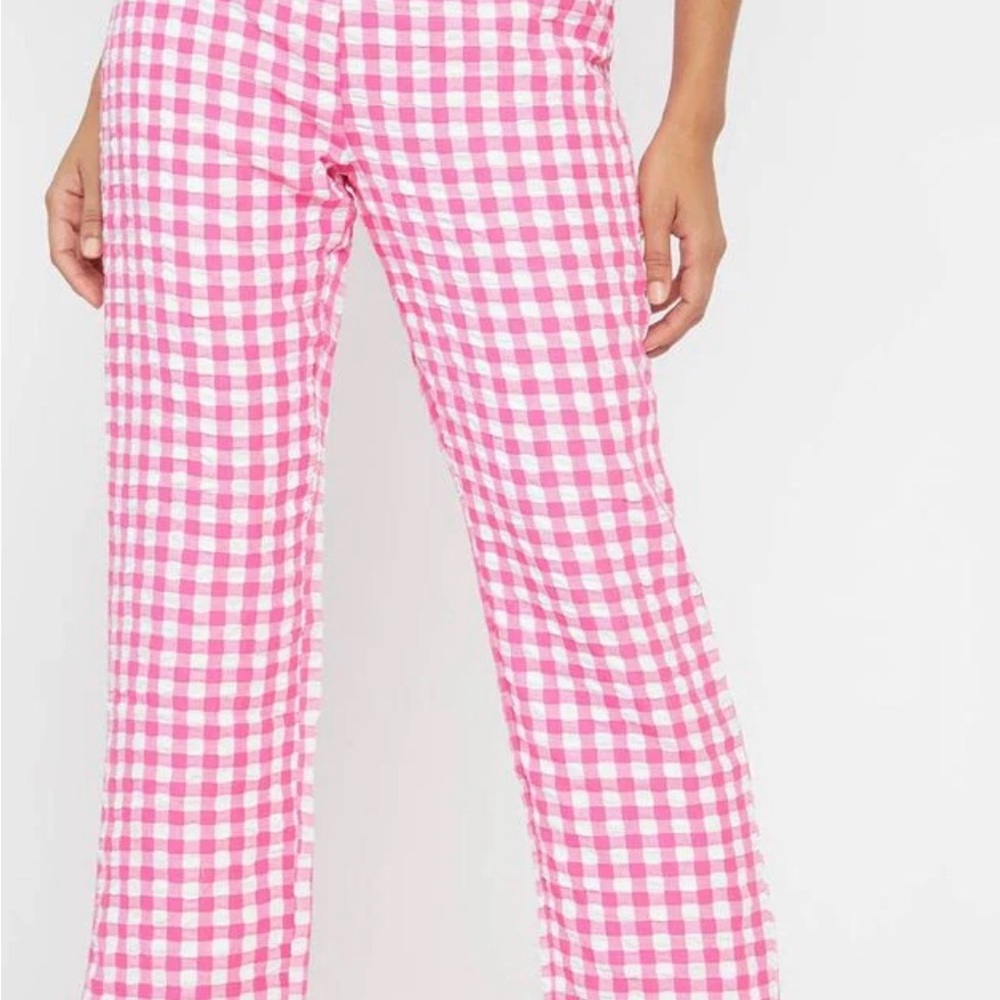 4S13NNA PINK AND WHITE GINGHAM PANTS